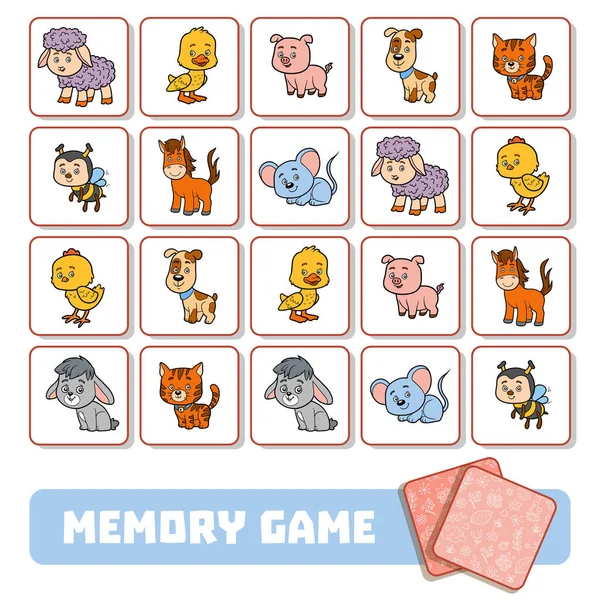 Memory game for children, cards with Farm animals