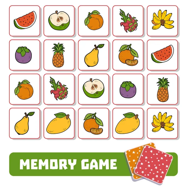 Pexeso pro děti, karty s ovocem — Stockový vektor