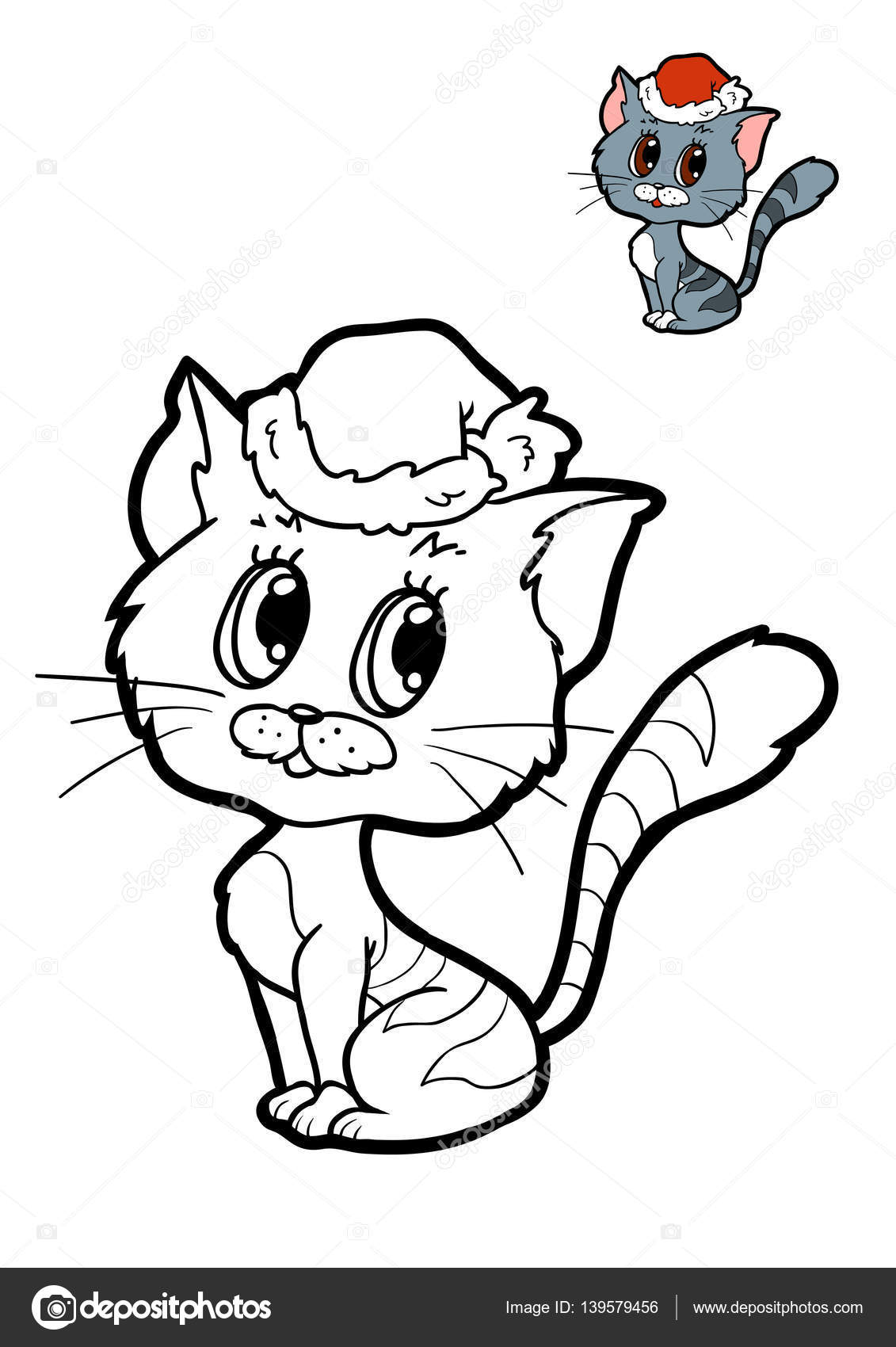 Libro da colorare per bambini gatto — Foto Stock