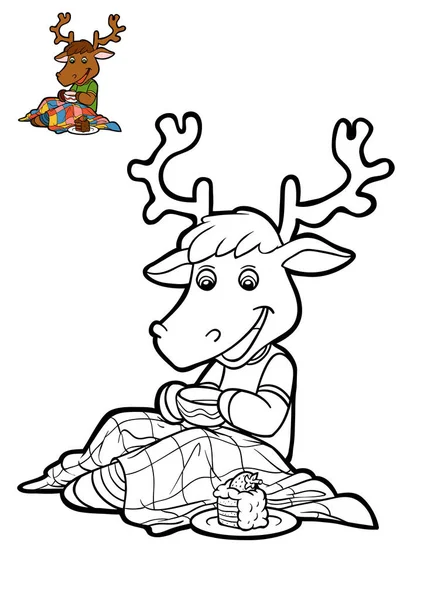 Livro para colorir para crianças, veados de Natal — Fotografia de Stock