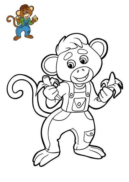 Livro para colorir, macaco — Fotografia de Stock