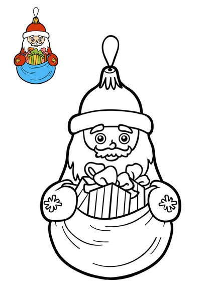 Coloring book, Christmas tree toy, Santa Claus — Stock Photo, Image