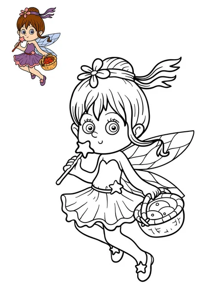 Coloring book, Fairy girl — Stock Photo, Image