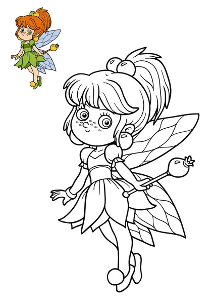 Coloring book, Fairy girl — Stock Photo, Image