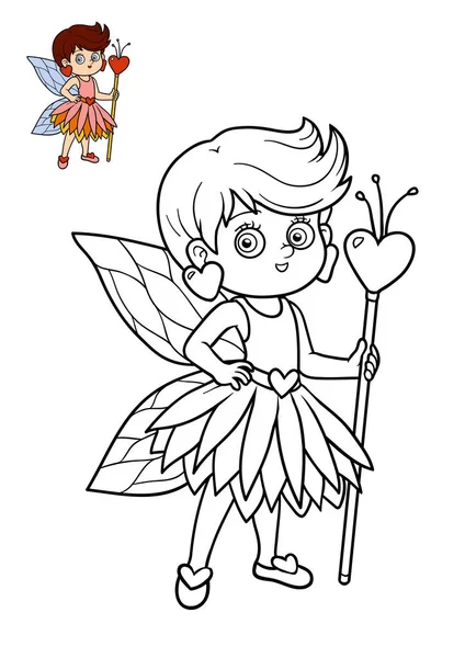 Coloring book, Fairy girl — Stock Photo, Image