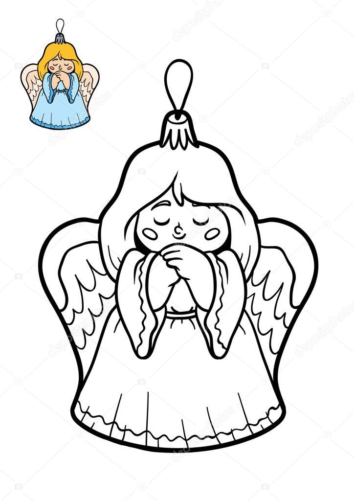 Angel navidad colorear | Colorear libro, juguete del árbol de Navidad