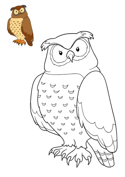 Coloring book, Owl — Stock Photo, Image