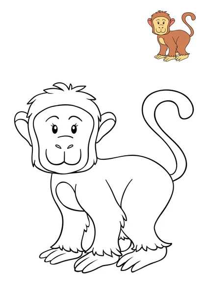 Livro para colorir, macaco — Fotografia de Stock