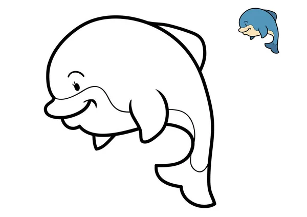 Coloring book, Dolphin — Stock Photo, Image