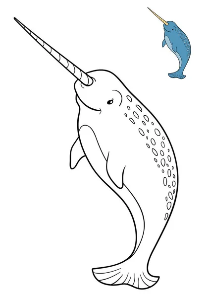 Coloring book, Narwhal — Stock Photo, Image