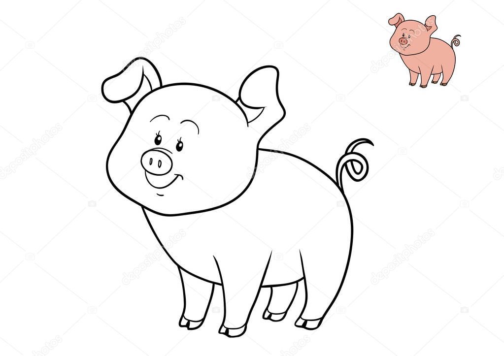 Dibujo de cerdos kawaii pintar para colorear Para