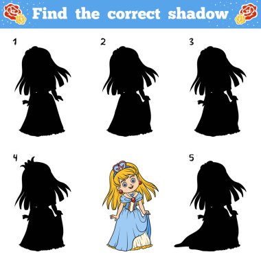 Doğru gölge bulmak. Vektör çizgi film Prenses 