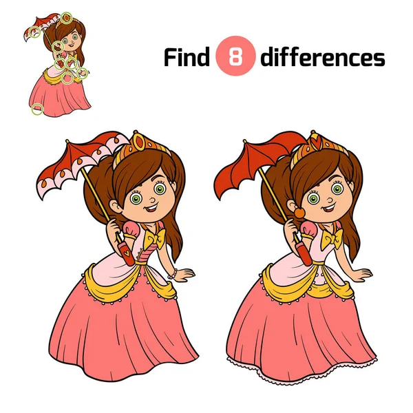 Find differences for children, Princess — Stock Vector