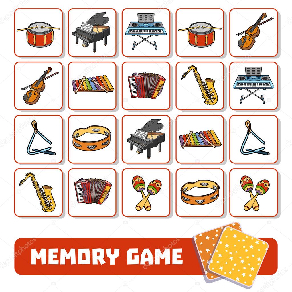 Memory Game For Children Cards With Fruits Vector Image