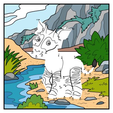 Çocuklar, okapi ve arka plan için sayı oyunu