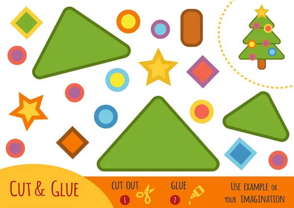 Jeu de papier éducatif pour enfants, arbre de Noël — Image vectorielle