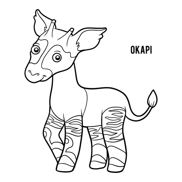 Libro para colorear, Okapi — Vector de stock