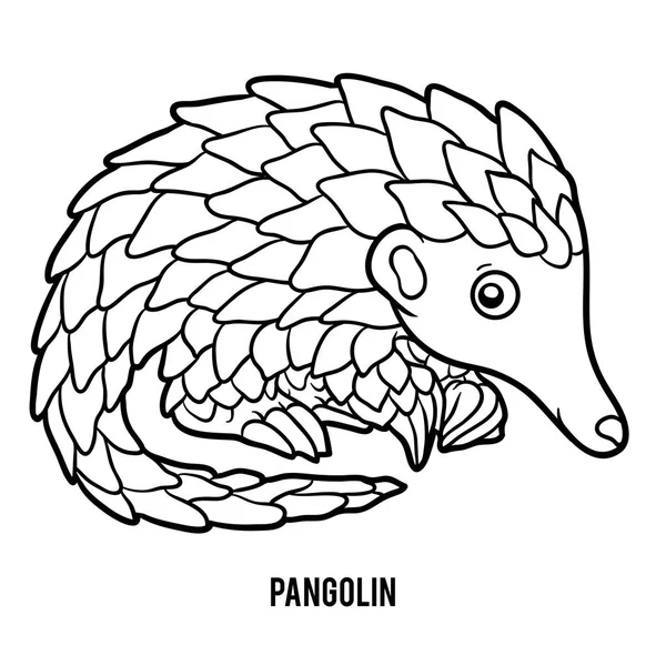 Libro da colorare per bambini, Pangolin — Vettoriale Stock