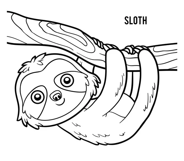 Coloring book for children, Sloth — Stock Vector