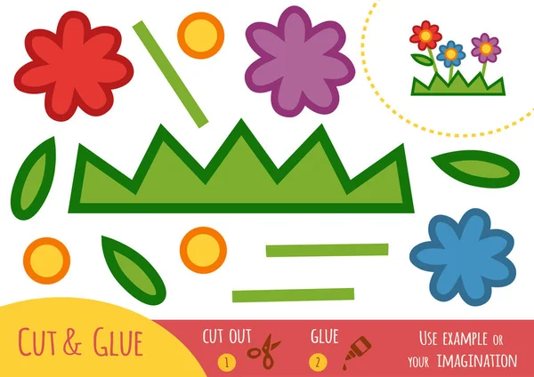 Jeu de papier éducatif pour enfants, Fleurs — Image vectorielle