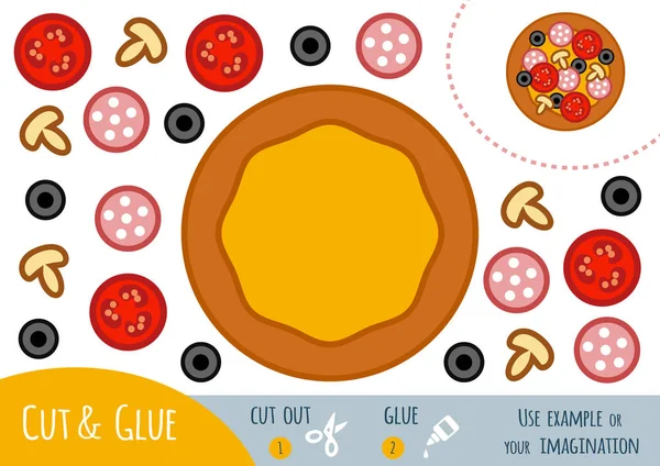Jeu de papier éducatif pour enfants, Pizza — Image vectorielle