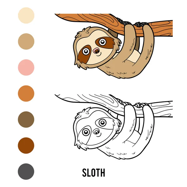 Coloring book, Sloth — Stock Vector