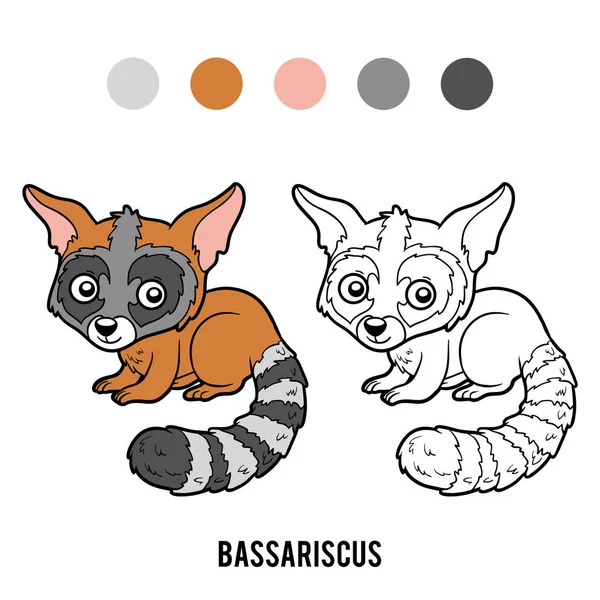 Libro para colorear, Bassariscus — Vector de stock