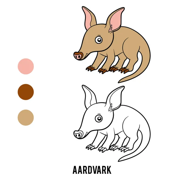 Libro para colorear, Aardvark — Vector de stock