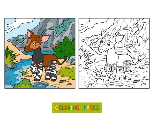 Livro para colorir, Okapi — Vetor de Stock