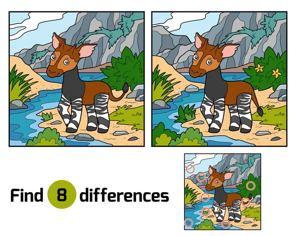 Trouver des différences, Okapi — Image vectorielle