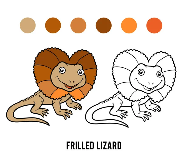 Libro para colorear, Lagarto fruncido — Vector de stock