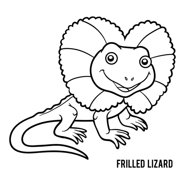 Coloring book, Frilled lizard — Stock Vector