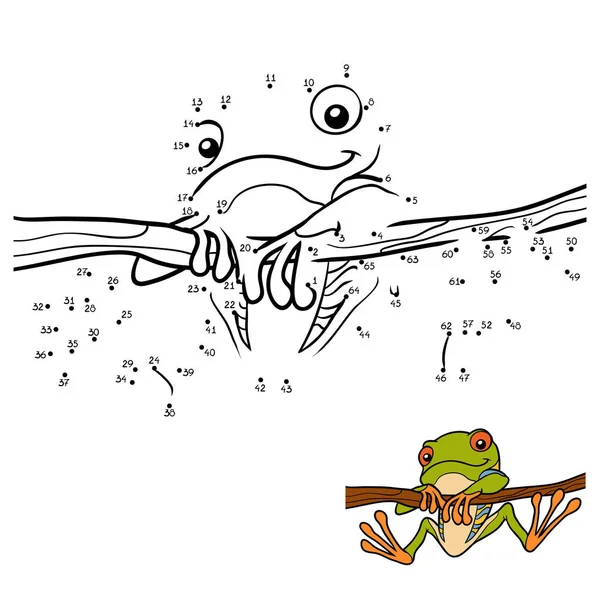 Гра з числами для дітей, жаба з червоними очима — стоковий вектор