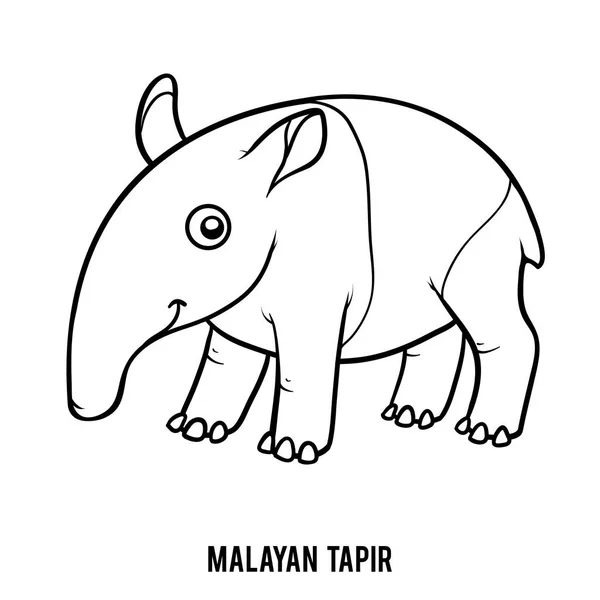 Boyama kitabı, Malaya tapiri — Stok Vektör