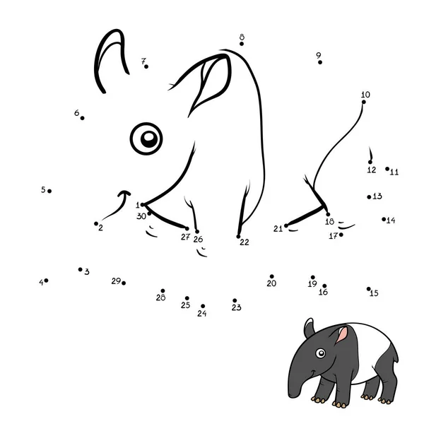 Zahlenspiel, Malaiischer Tapir — Stockvektor