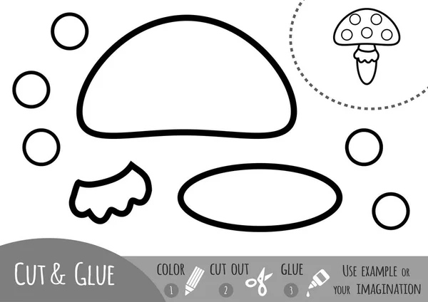 Jeu de papier éducatif pour enfants, Champignon Amanita — Image vectorielle