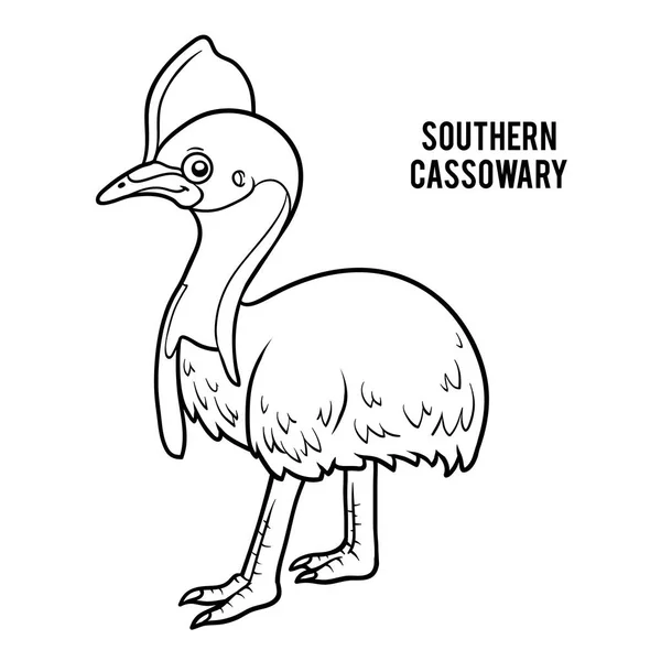 Coloring book, Southern cassowary — Stock Vector