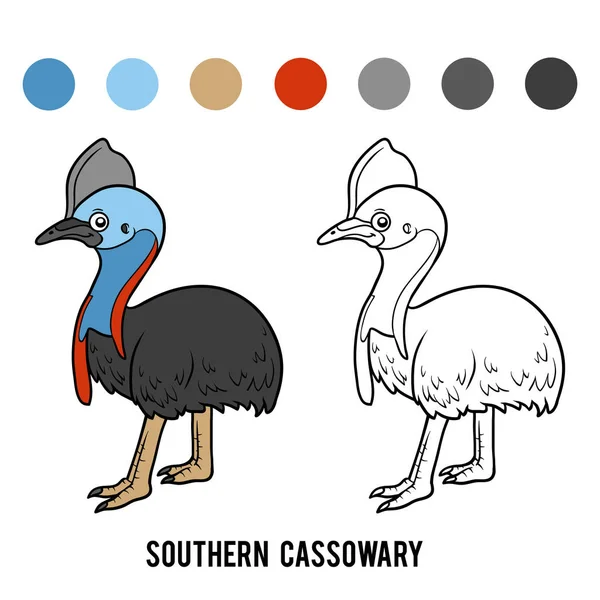 Libro da colorare, Cassowary meridionale — Vettoriale Stock