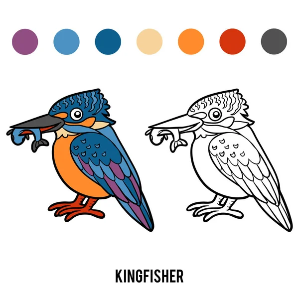 Coloring book, Kingfisher — Stock Vector