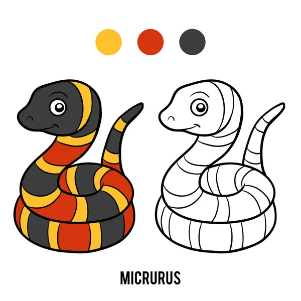 Libro para colorear, Micrurus — Vector de stock