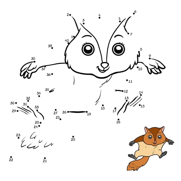 Jogo de números, Esquilo voador —  Vetores de Stock