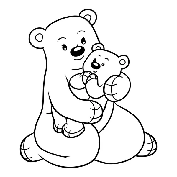 Раскраска для детей, Семья медведей — стоковый вектор
