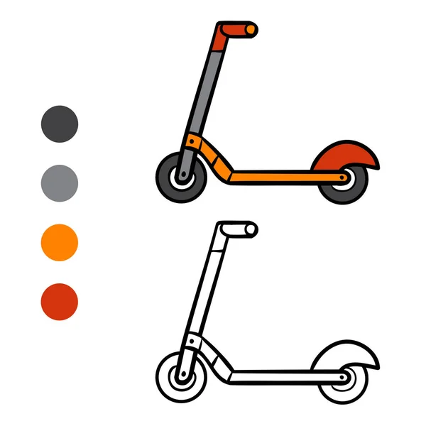 Coloring book for kids, Kick scooter — Stock Vector