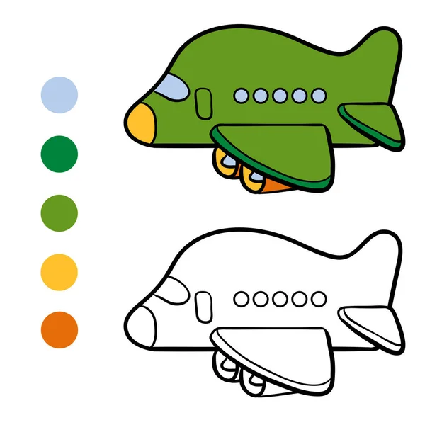 Livre à colorier pour enfants, Avion — Image vectorielle
