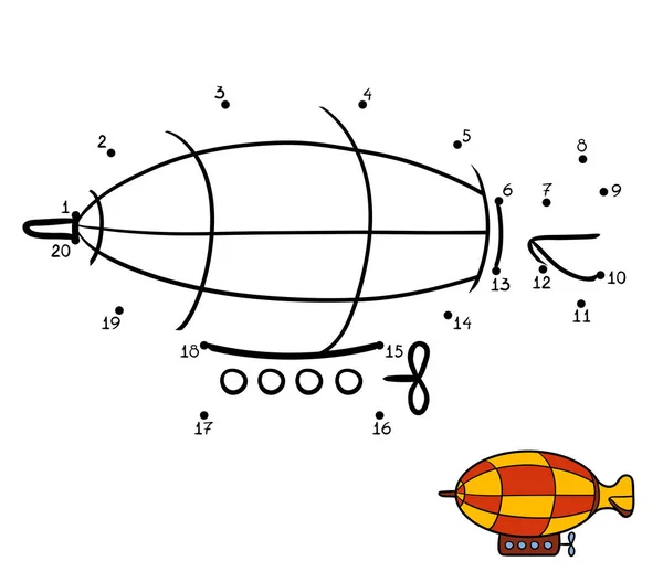 Números juego, dirigible — Vector de stock