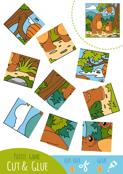 Jeu de puzzle éducatif pour enfants, Deux ours — Image vectorielle