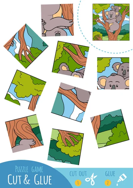 Jeu de puzzle éducatif pour enfants, Koala — Image vectorielle