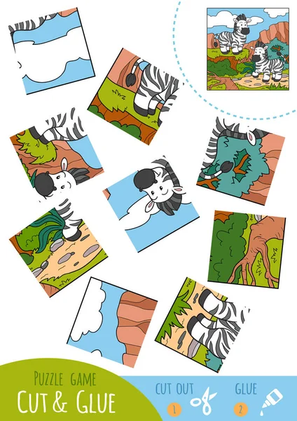 教育パズル 2 シマウマの子供のためのゲーム — ストックベクタ