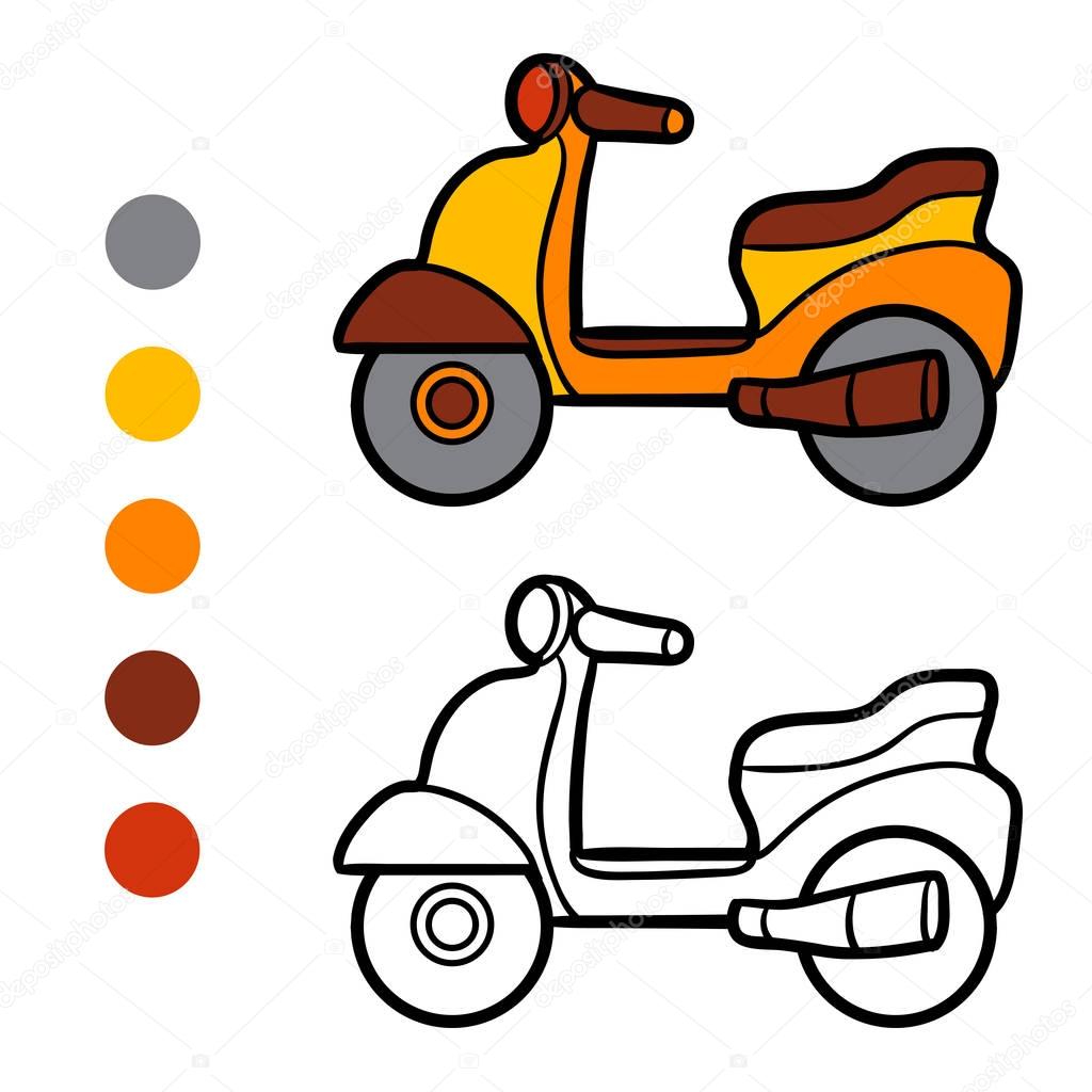 Coloring book for kids, Scooter