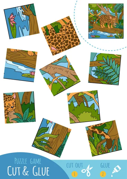 Istruzione puzzle game per bambini, Jaguar — Vettoriale Stock